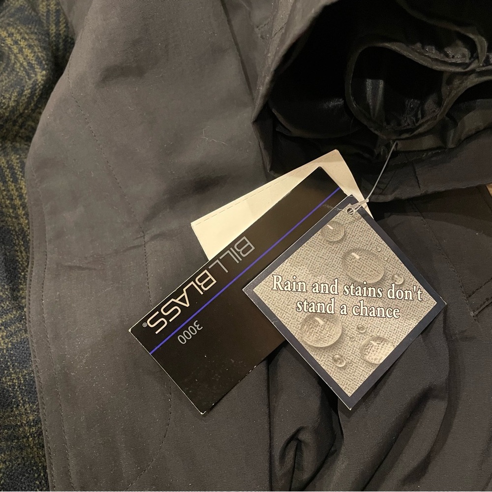 NWT Bill Blass 3000 | Men's 48 Long Black Trench Coat Warm Zipped Layer Vintage - Picture 9 of 11